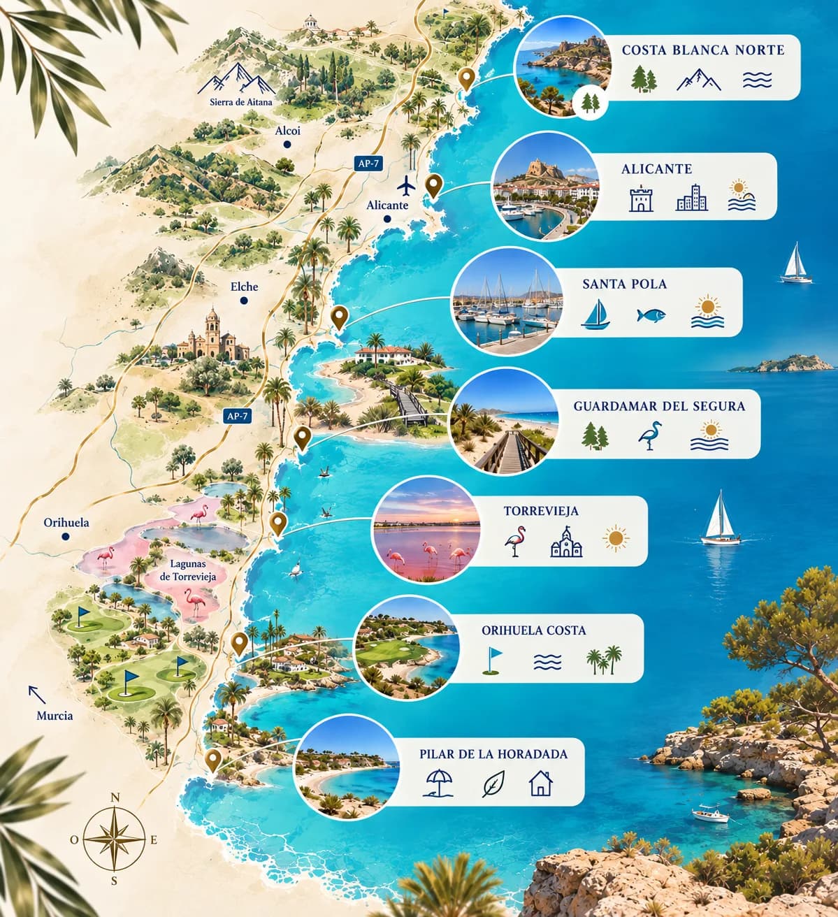 La Costa Blanca, zona a zona